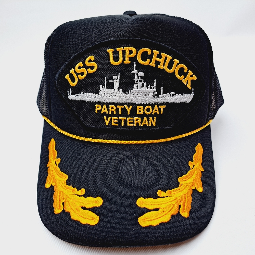 USS UPCHUCK Veteran patch foam trucker mesh snapback hat black